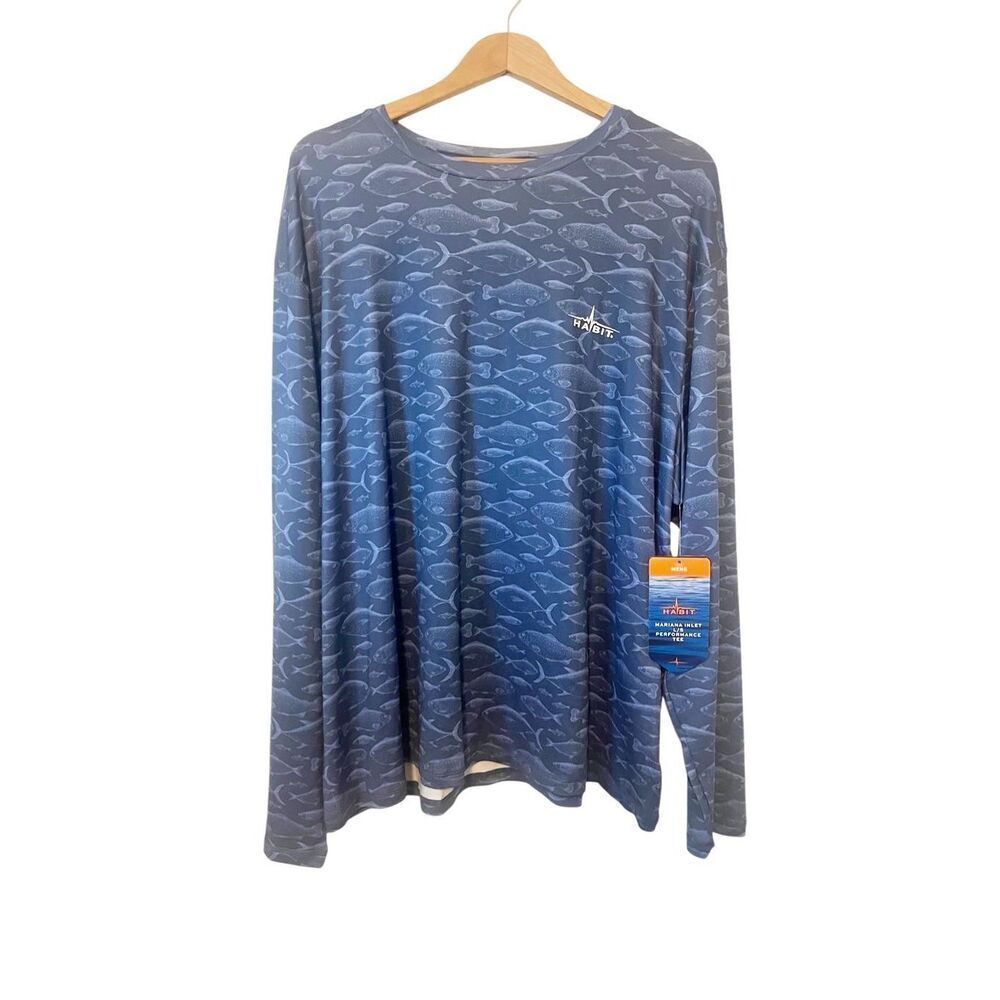 Habit‎ Under Water Rush Hour Inlet Long Sleeve Performance T-shirt 2XL